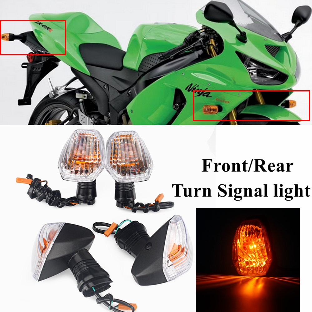 専用　Mサイズ LED Front Rear Turn Signal Lights W/Connector For Kawasaki ZX-6R