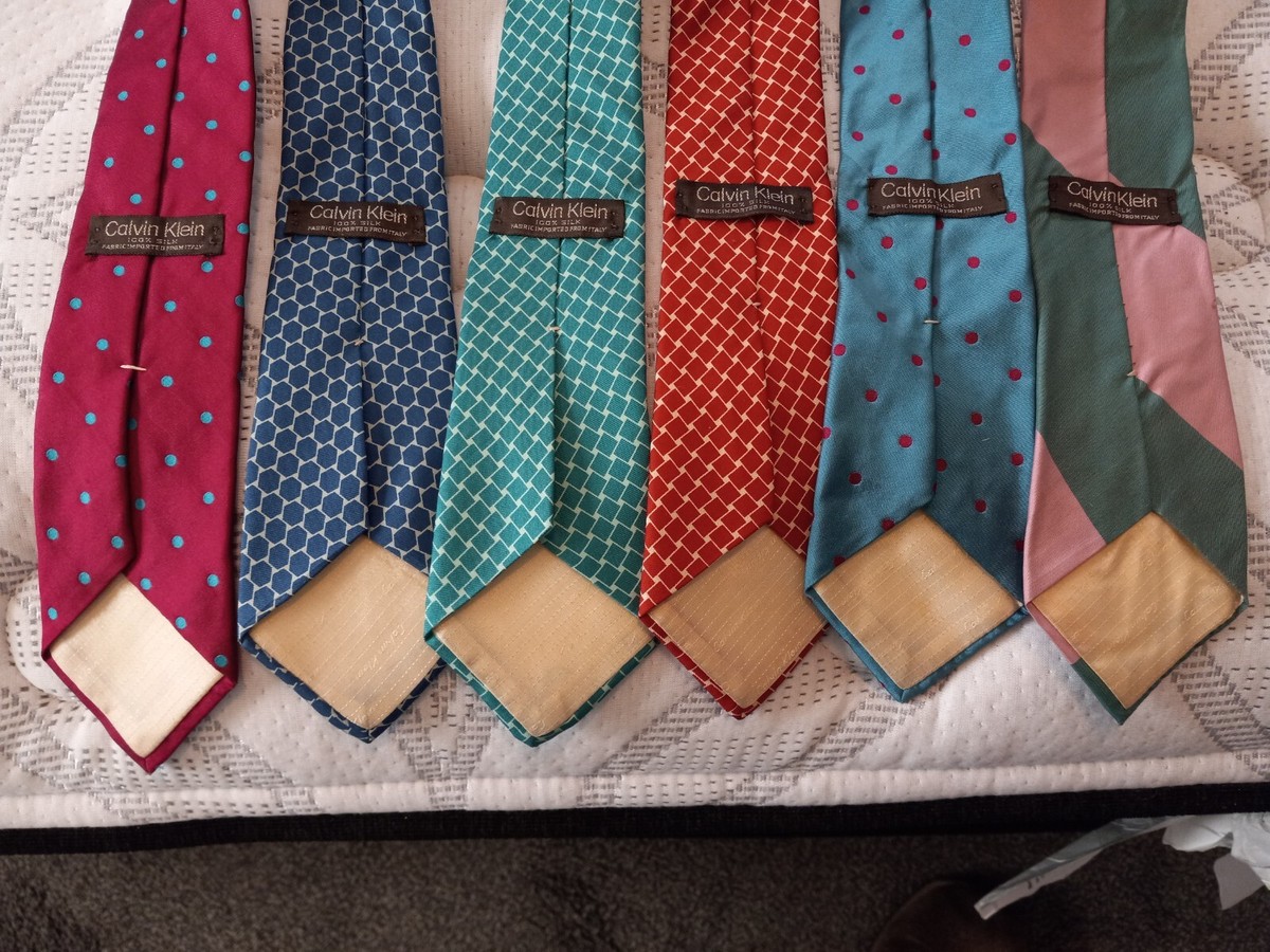 Lot Of Vintage Calvin Klein Silk Neck Tie 100% Imported from Italy