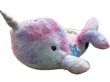 FAO SCHWARZ Glow Brights Narwhal Plush with Sounds Lights Purple Pink Blue