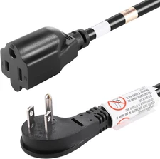 2Feet 1875W 15A 14AWG Flat Plug Heavy Duty Extension Cord Outlet Saver 3-Prong G