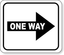 one way right arrow black Metal Aluminum Composite Sign