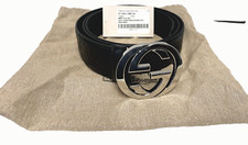 Gucci GG Signature Leather Calf Black Belt with Silver G Buckle 411924 105/42
