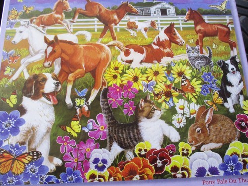 100 Piece Jack Williams Art Puzzle "Pony Pals on the Farm" Large Format 15"x19" - Picture 2 of 4