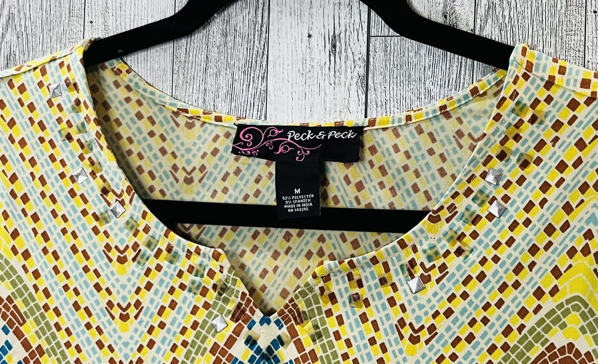 Peck & Peck Women's Multicolored Polyester Top Blouse Shirt 3/4