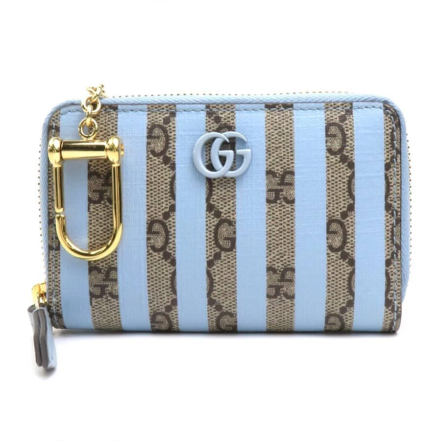 Authentique porte monnaie GUCCI GG Supreme bleu/marron PVC/doré   55796 g