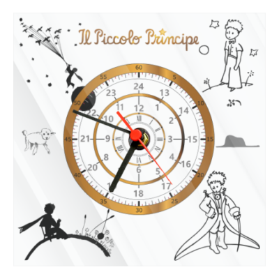 Orologio da parete in vetro decorato con Il Piccolo Principe 20 cm