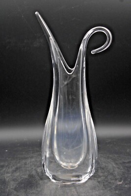 Art Vannes Le Chatel France Design Vase aus Kristallglas 70er Jahre H 31,5 cm