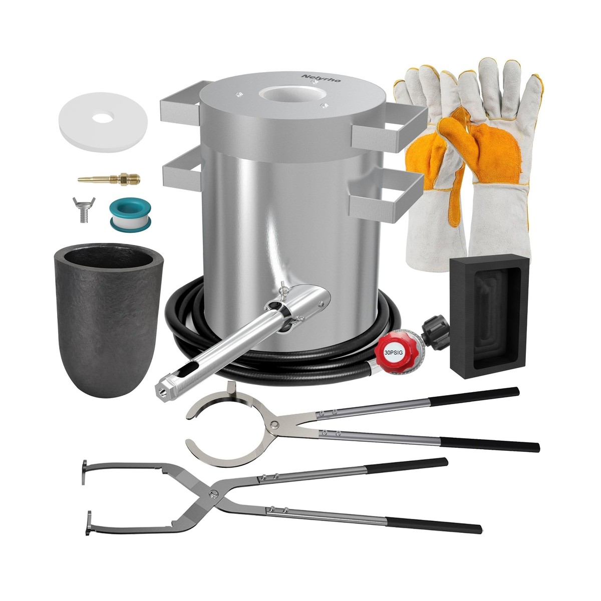 Nelyrho 6KG Propane Melting Furnace Starter Kit with Two Crucible