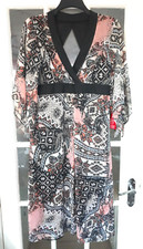 UK 16 Fearne Cotton Backless Tunic Dress Bohemian Festival Black Mix