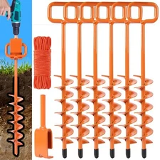 Heavy Duty Ground Anchors 15in - Spiral Tent Stakes for Hard Ground 6PCS