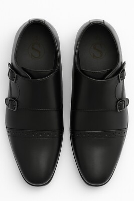 boys designer dress shoes Boys Designer Slip on Monk Strap Black Leather shoes for Wedding Communion  Prom