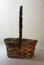 VTG Wicker BASKET Planter/Flower Arranging Plastic lined with Handled