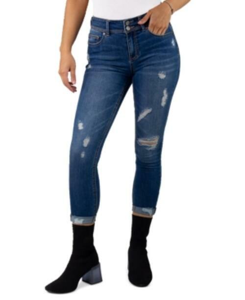 MSRP $49 Indigo Rein Ripped Curvy High Rise Skinny Jeans Blue Size 26W X  27L (5)