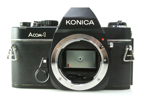 Excellent Konica ACOM-1 35mm Film SLR Camera Black Body Only Working From Japan - Picture 3 of 22