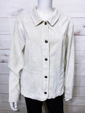 Christopher & Banks Womens Corduroy Jacket Size Xl Beige Button Up Long Sleeve