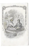 beautiful postcard old postcard lover love romance in boat!