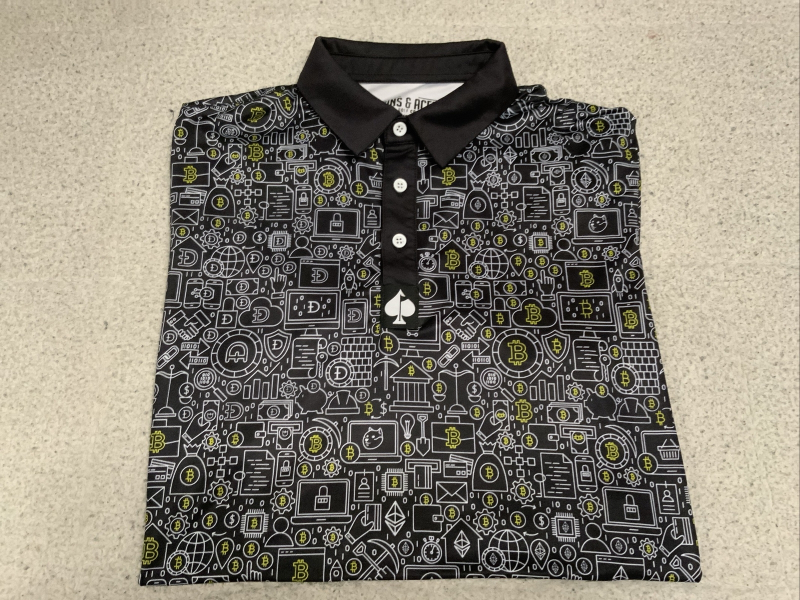 Pins & Aces Crypto $ Currency Short Sleeve Golf Polo Shirt SZ Medium -  EletronRad