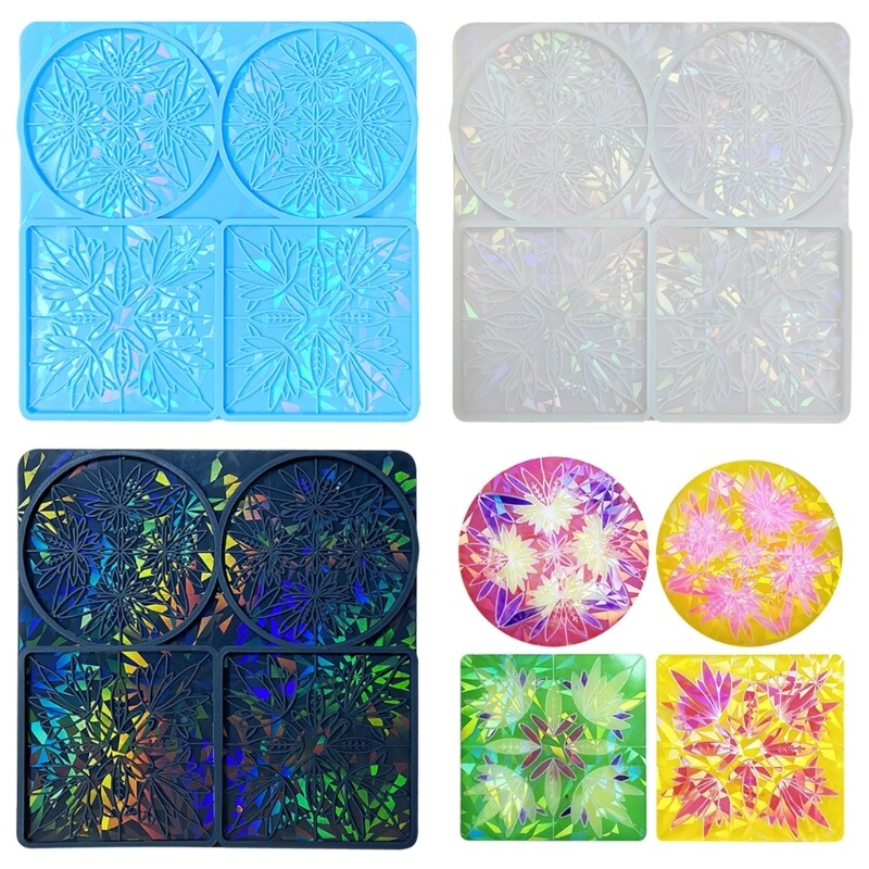 Flower Pattern Resin Mold Holographic Silicone Mold Round Rectangle
