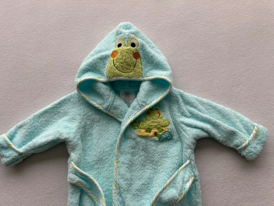 Bata con Capucha Koala Bebé Baño Playa Piscina Azul con Diseño de Rana 0-9 Meses Foto 2 de 4