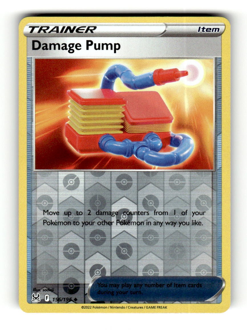 Damage Pump 156/196 Uncommon Lost Origin Pokemon Reverse Holo Lightly Played
