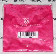 NEW Victoria's Secret Tease Hot Pink Satin Lace Slip Large Lingerie Sleep L VS