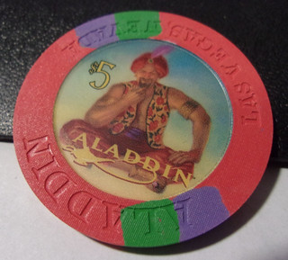 ALADDIN HOTEL CASINO $5 hotel casino gaming poker chip Las Vegas NV
