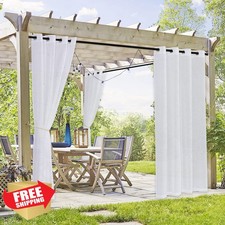 RYB HOME 2 White Sheer Outdoor Curtains 54"Wx120"L Waterproof