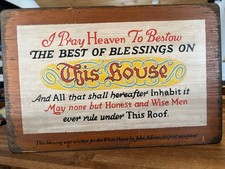 VTG 1960's John Quincy Adam's White House Blessing Solid Wooden Sign Wall Plaque