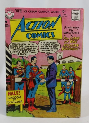 Vtg Action Comics Book #233 Superman Land of One Million Supermen Silver DC 1957