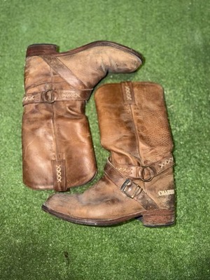 Charro Brown Leather Harness Western Boots