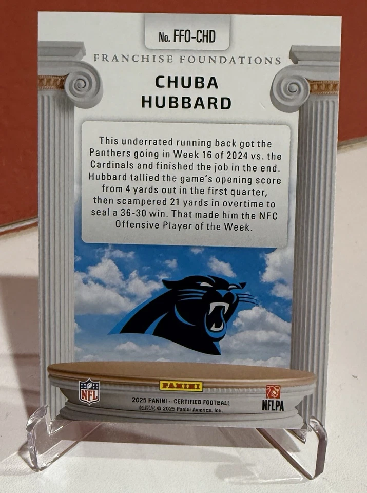 Chuba Hubbard 2025 Certified Franchise Foundations 1/1 Platinum - Image 2 of 2