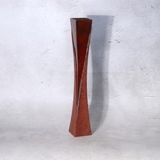 Vintage Japanese Style Hexagonal Floor Vase with Bronze Handles and Dried Floral Arrangement — listing 3