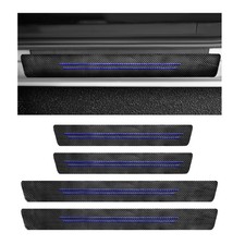 4 PCS Car Door Sill Protector, Anti-Scratch Carbon Fiber Leather Car Door Ent...