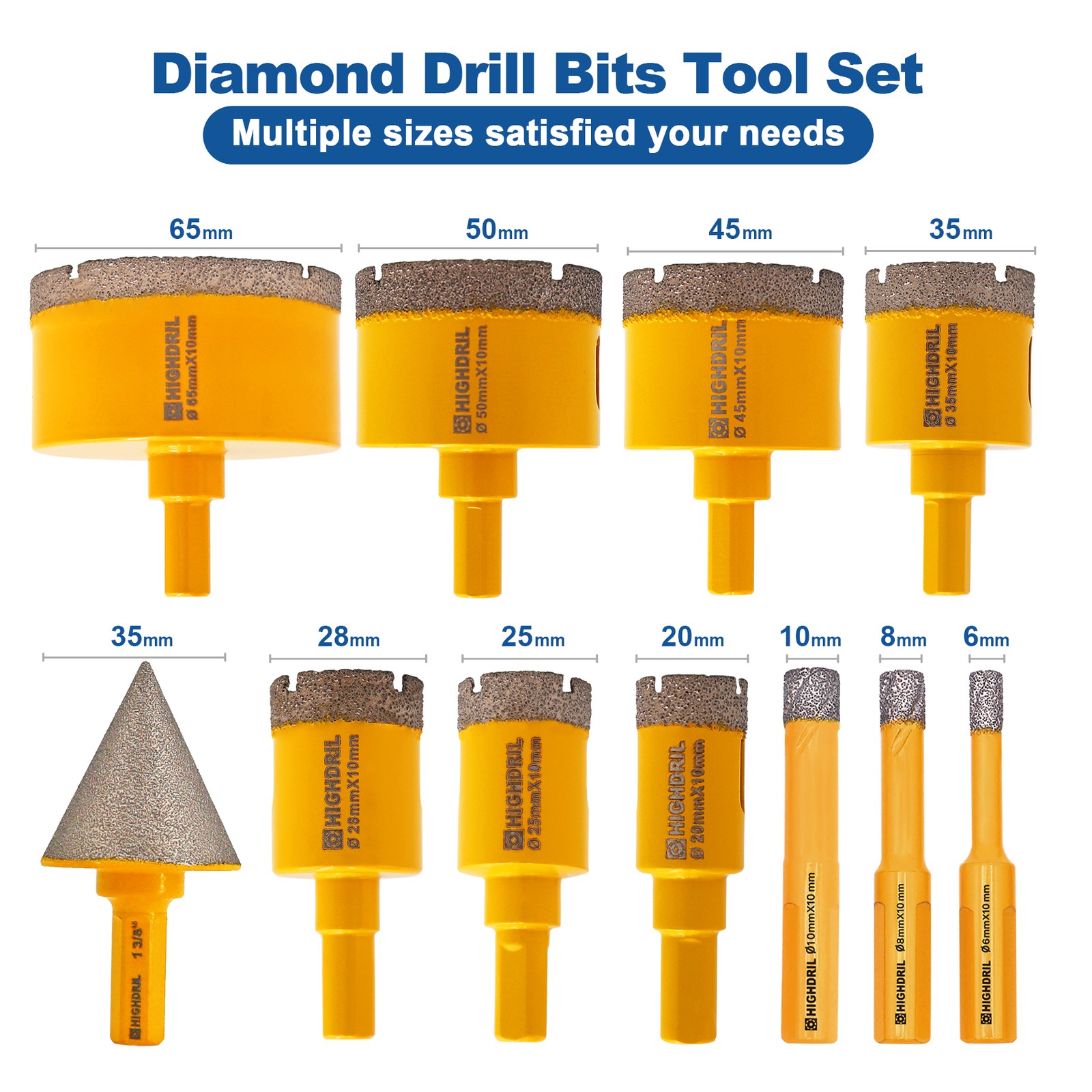 Diamond Hole Saw Tile Cutter Drilling Core Bits Box Cut Ceramic Marble 11pcs/set