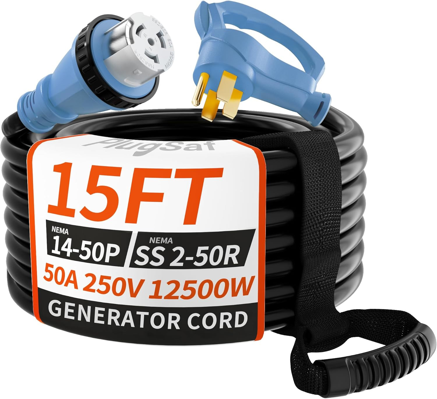 Cord, 15ft 50 Amp Rv Extension Cord With Twist Lock, Generator
