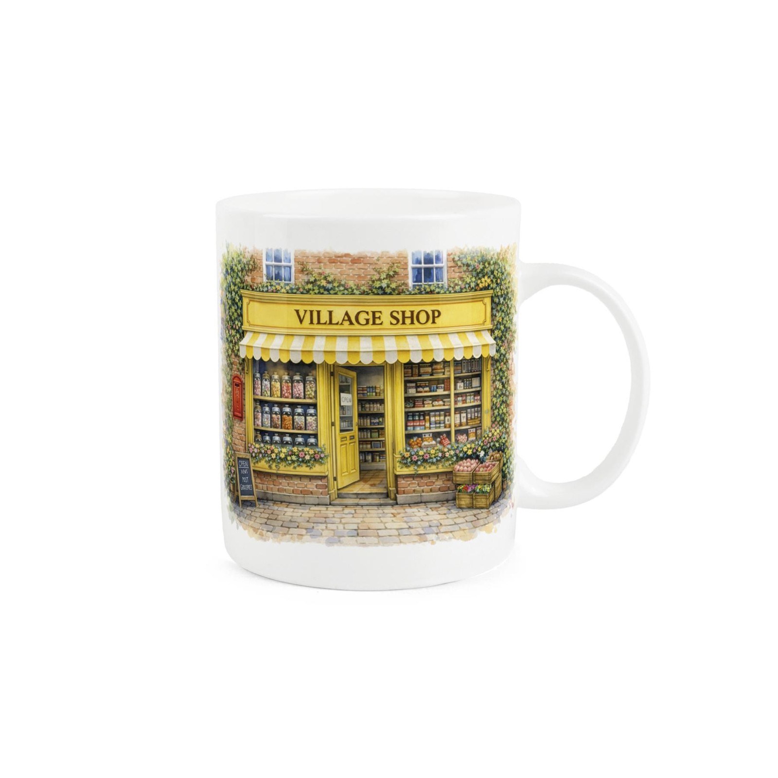 Cute Traditional Village Shop Quote Bone China Mug - Rural Drinkware Gifts