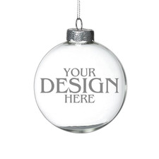 Custom Laser Engraved Clear Glass Christmas Ornament Balls 3.15 Inch CHRISTMAS