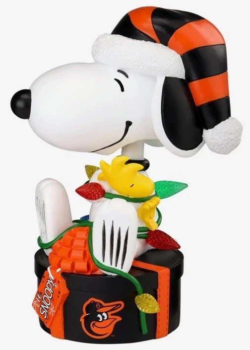 Snoopy Woodstock Peanuts Christmas Light Up Baltimore Orioles FoCo Bobblehead - Image 2 of 4