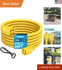 30 Amp 20FT Generator Extension Cord - Heavy Duty 4 Prong Locking Power Cord