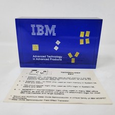 Vintage IBM Advanced Technology Lucite Paperweight Computer Chip Display Blue
