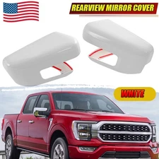 For Ford F150 F-150 2021-2024 White Wing Side Mirror Cover Cap Overlays Add-on :