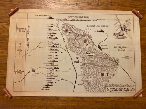 Vintage Lord of the Rings Middle Earth Map. 38.5" x 25".