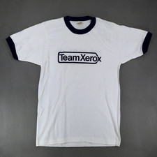 Vintage 70s Team Xerox Ringer T Shirt Size L USA Made Screen Stars White Retro