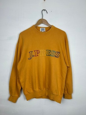 Vintage J. Press Sweatshirt Gelb Spellout Stickerei Größe 160 XS S