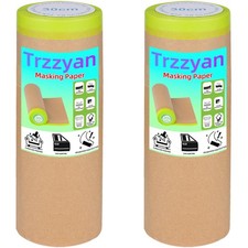 2 Roll 12Inchx50Feet Pre-Taped Masking Paper Roll - Heavy Painters Paper with...