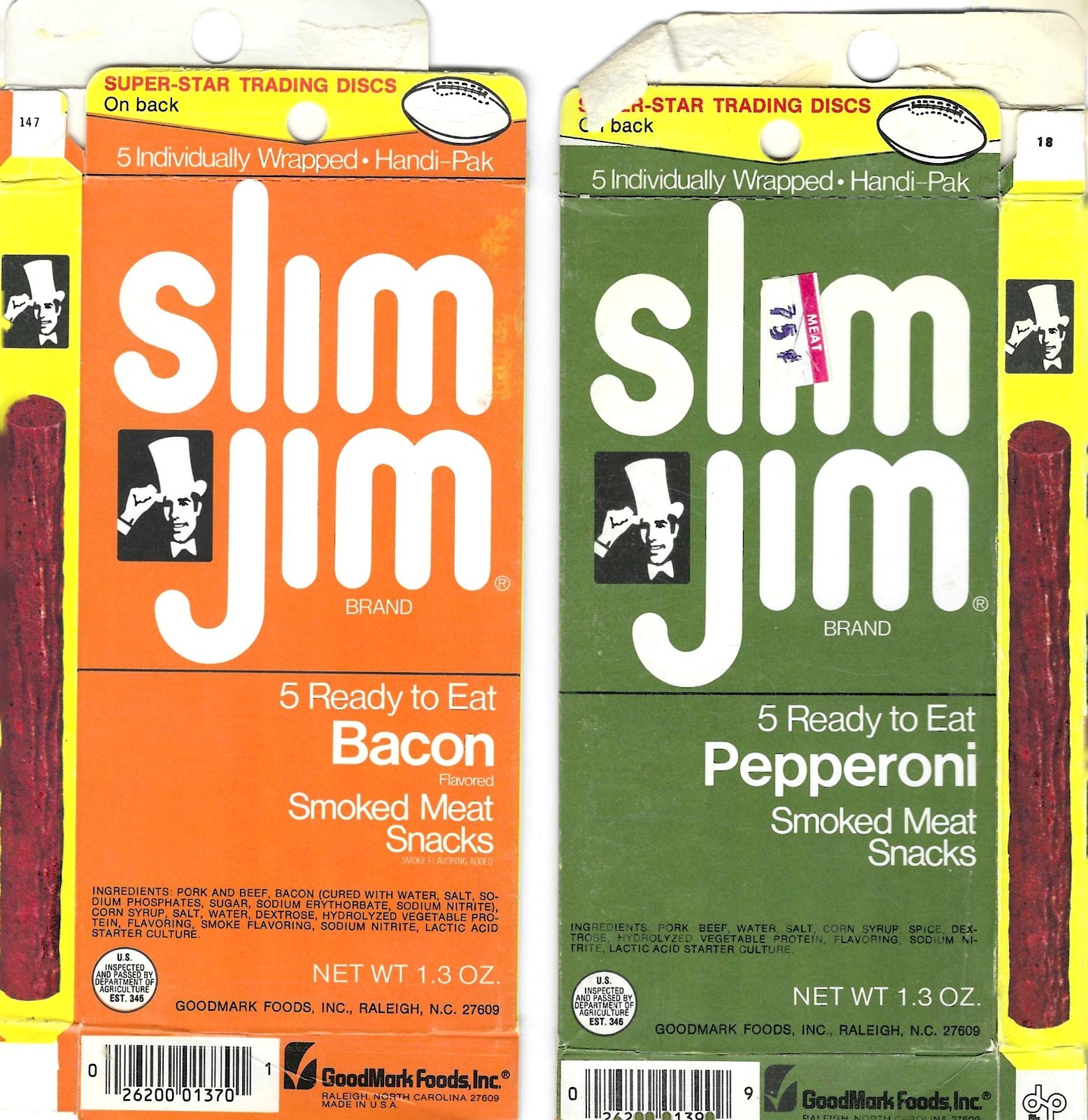 1978 Slim Jim Boxes John Hannah and Isaac Curtis, Blue Orange Green