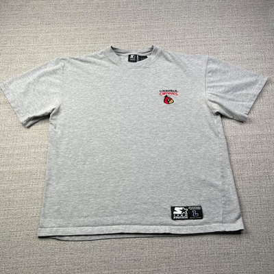 #ad #ad VINTAGE Starter Shirt Men#x27;s Large Louisville Cardinals NCAA Gray Embroidered 90s $34.95