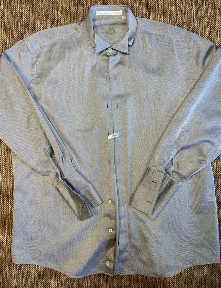 Camisa de vestir para hombre KM Krizia 100 % algodón de dos capas hecha en Italia”. 42-16 1/2. 32-33 Foto 2 de 4