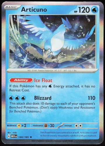 Articuno 144/165 Rare 151 Pokemon Holo Lightly Played