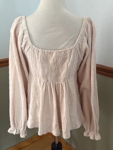 Entro cream boho peplum peasant long sleeve top Large - Bild 5 von 8